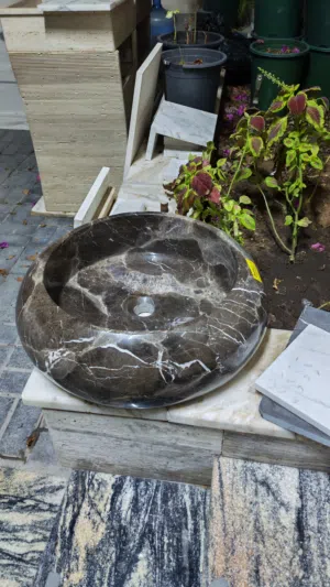 New Turkish Dark Emperador Marble Basin