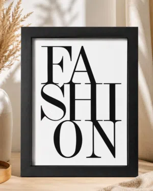 برواز ديكور مودرن  FASHION أبيض وأسود  خشب طبيعي وزجاج 30x40 سم