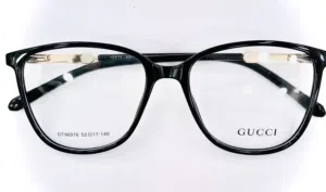 Gucci Inspired Luxury Black & Gold Eyeglasses