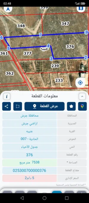 Mixed Use Land for Sale in Jerash Unaybah