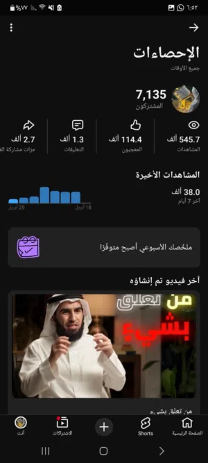 قناه يوتيوب للبيع فيها 7الف مشترك و550000الف مشاهده واتفاعل جيد جدان ليفوتكم العرض لا يفتكم العرض ال