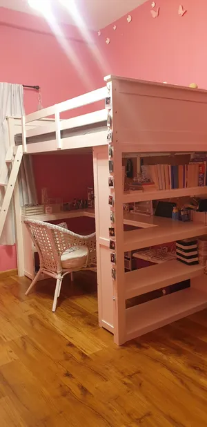 Kids Loft Bed with Large Study Desk