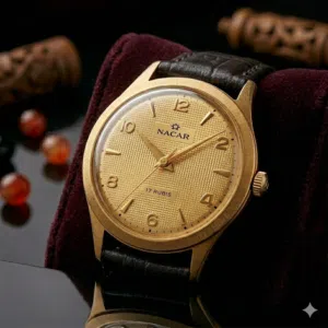 ساعة سويسرية انتيك ماركة ناكار مينا ذهبي فخم شامل الشحن
