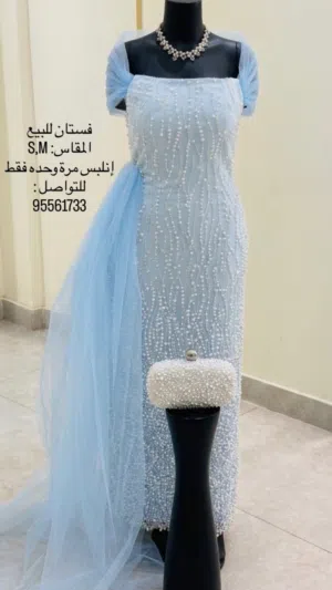 فستان سهرة أنيق ، تفصيل ملبوس مرة وحدة فقط