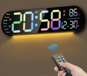 ساعات حائط ديجتال مع تحكم و إضاءة LED بالألوان