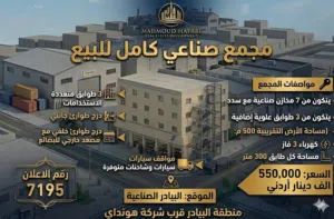 رقم الاعلان (7195) للبيع: مجمع صناعي استثماري مميز بموقع استراتيجي - البيادر