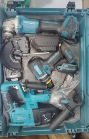 Cordless Power Tools Combo Kit with Drill, Angle Grinder & Rotary Hammer – Heavy Duty Electric Tool
