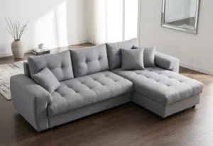 كنب بحرف L رمادي بحالة جيده