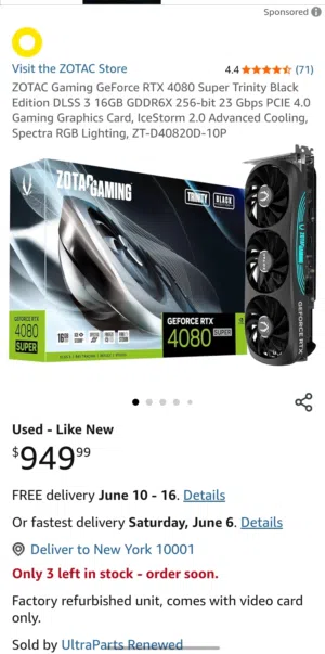 كرت شاشة  RTX 4080 Super Balck Edtion 16G