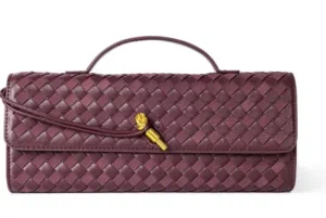 حقيبة يد جلد راقية ستايل (بوتيغا) - لون عودي فخم Premium Woven Handbag (Bottega Style) - Burgundy
