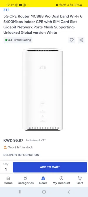 ZTE 5G CPE PRO. MC888 Pro,Dual band Wi-Fi 6 5400Mbps Indoor CPE withZTE جهاز توجيه 5G CPE MC888 Pro