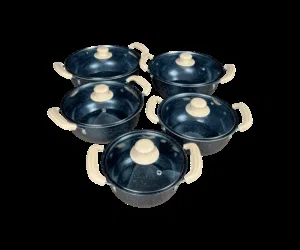 سيت قدور ماربل 5 قطع HotChef بأغطية زجاج حراري