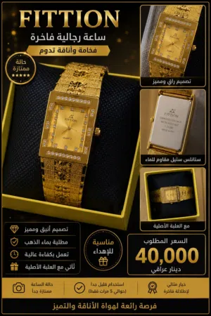 ساعة رجالية ذهبية