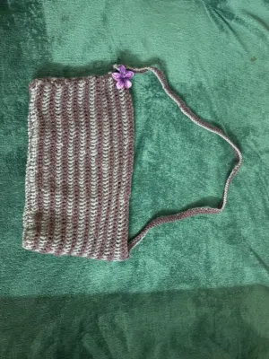 Homemade crochet summer bag cute colour purple and blue  totally hand made by me