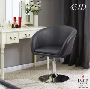 كرسي صالونات/بار جلد باللون الأسود وبقاعدة كروم،مقعد دوار بتصميم أنيق ومودرن ،خدمة التوصيل متوفرة