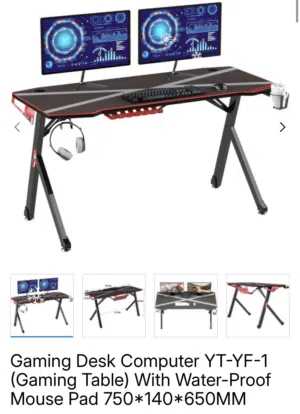 Gaming Desk Computer YT‐TF‐1 (Gaming Table) With Full Cover Mouse Pad 750×140×650MM also water p