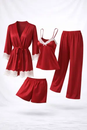 طقم للنوم حرير 4قطع