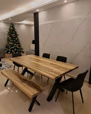 طاولات سفرة وطاولات وسط من الخشب الطبيعي فاخرة في عنا كل الاحجام