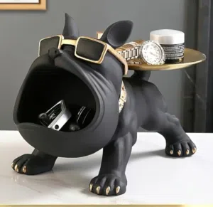Bulldog Storage Decor Candy Sundries Resin Animal Sculpture for Home Living Room