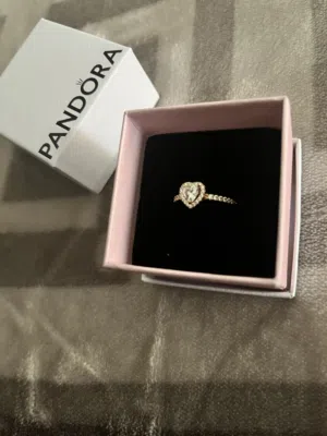 Original pandora gold ring with silver diamond