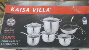 طقم أواني من الستانلس ستيل مكون من 12 قطعة من ماركة "Kaisa Villa" [1، 6].