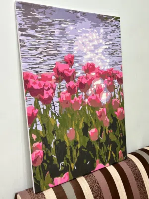 Blush Reflections – Contemporary Floral Waterscape