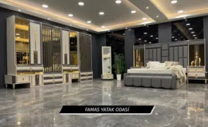 للبيع غرفة نوم FAMAS يتميز التصميم بخجوط نضيفة وعصرية مع بعض اللمسات الكلاسيكية