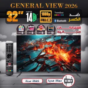 شاشة ذكية 32 إنش...GENERAL VIEW موديل 2026 ضد الكسر بأعلى مواصفات أندرويد 14 و السعر تحدي