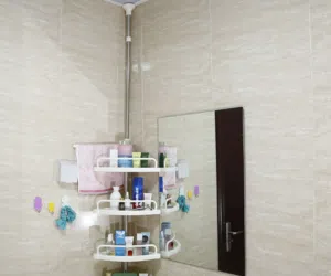 رف زاوية للحمام 4 طوابق للتنظيم المثالي   تصميم أنيق موفّر للمساحة   قابل للتمدد حتى 320 سم ليناس