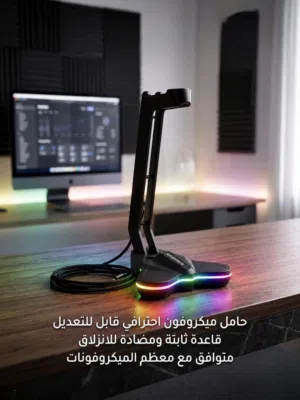 حامل ميكروفون احترافي قابل للتعديل قاعدة ثابتة ومضادة للانزلاق متوافق مع معظم الميكروفونات