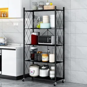 Heavy-Duty Metal Storage Rack with Wheels – 5-Tier Shelf