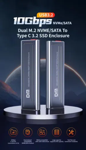راك هارد SSD M.2 ثنائي البروتوكول (NVMe + SATA) – سرعة 10Gbps خارقة!