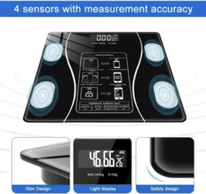 ميزان وزن ألكتروني ذكي مع تطبيق (مع بطاريات) قياس نسبة الدهون و غيرها