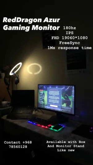 RedDragon Azur Gaming Monitor 180hz with Box