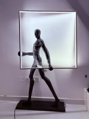 Modern LED Frame Sculpture Lamp with Human Figure