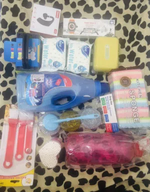 Smart watch  Bluetooth headphones  Laundry liquid  Cleaning Scourer  etc,,