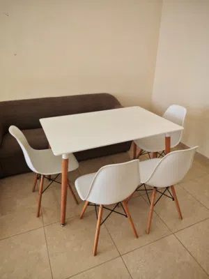 Stork 1+4 Dining Set - White/Beech Dimensions: L 160/ W 80/ H 76 Like New!!!!
