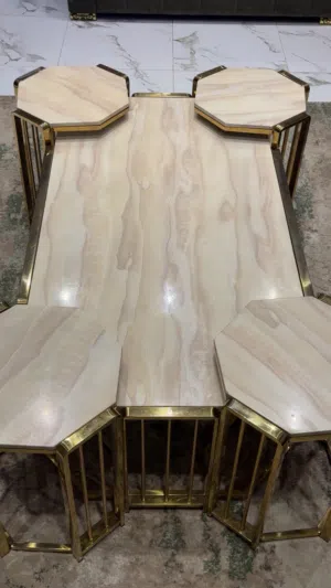 طاوله رخام صناعي ستيل ذهبي