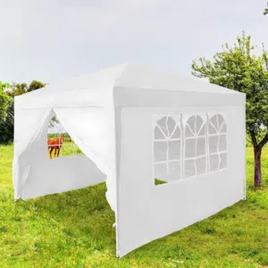 خيمة 3 جهات مغلقة لون ابيض  الحجم 3متر في 3متر مظلة متنقلة سهلة التركيب والحمل