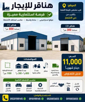 عدد 2 هناقر للايجار سقف زينقو في حي الانتصار خلف مشفى كلينكا