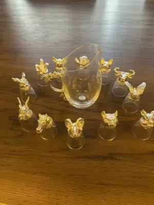 Zodiac silver and glass tea set