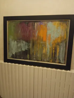 لوحات رسم زيتي ولوحة مراي مع رسم خط عربي