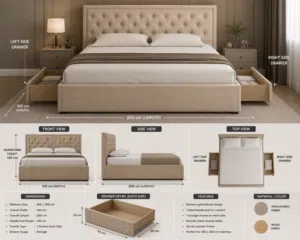 Like-New Upholstered Storage Bed (160 x 200 cm) with Mattress