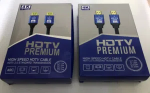 عدد 2 كابل HDMI 4K سرعة نقل البيانات فائق الجودة فائق الوضوح