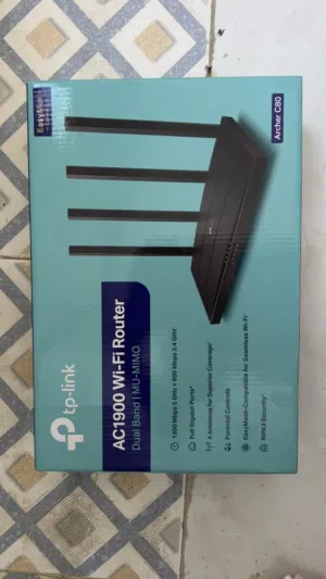 واي فاي TP-link + لاقط لاسلكي (Ubiquiti)  + حديدة بطول 6 متر