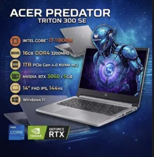 Trading is allowed-Acer Predator Triton 300 SE 14" i7-11th Gen RTX 3060 1TB NVMe SSD 144Hz