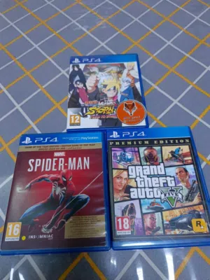 لعبة spider-man و لعبة naruto storm وية الdlc و gta 5 مستعمل قليل جداََ