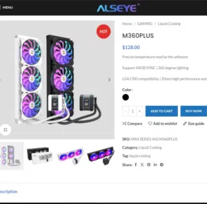 مبرد مائي حجم 360m 3fan فقط شاشته تقره حراره غلط