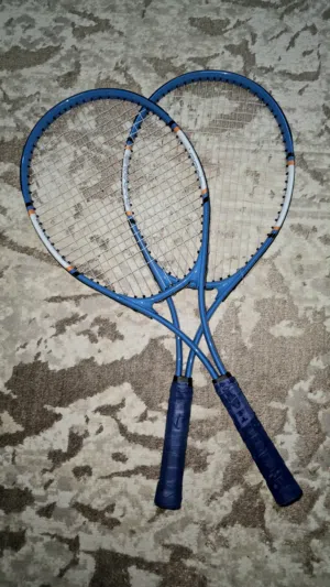 Pair of SJW Conquest Tennis Rackets with Bags