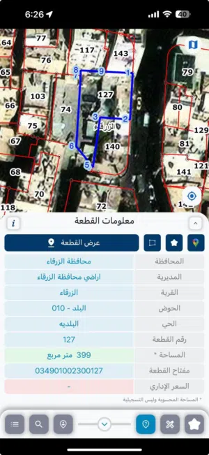 ارض للبيع وعليها اربع مخازن مؤجره لصيدلية القدس منذ عام 1976شارع باب الواد وتقع بجوار بلدية الزرقاء